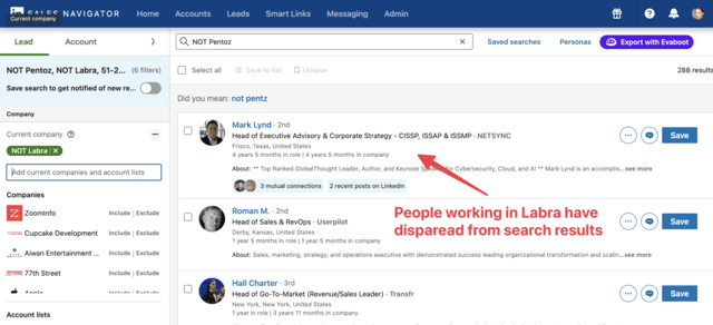 lead search company exclusion linkedin
