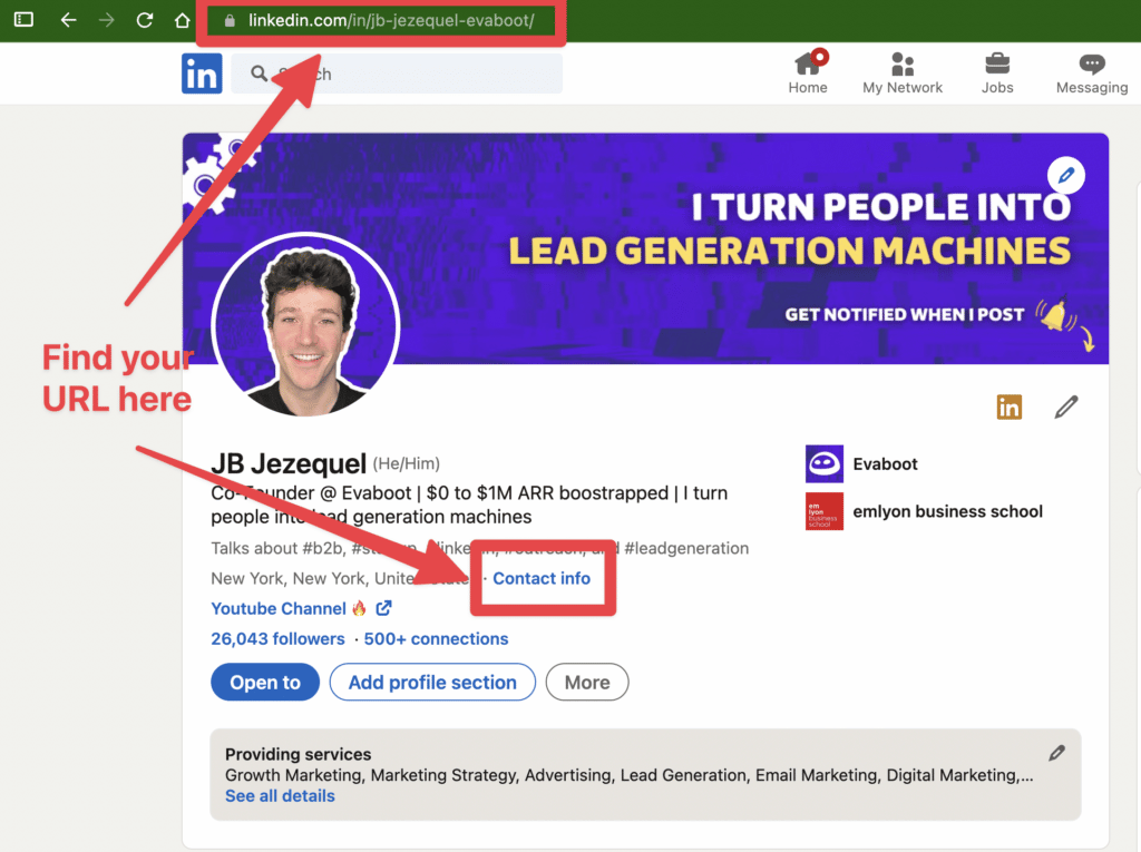 how to find linkedin url