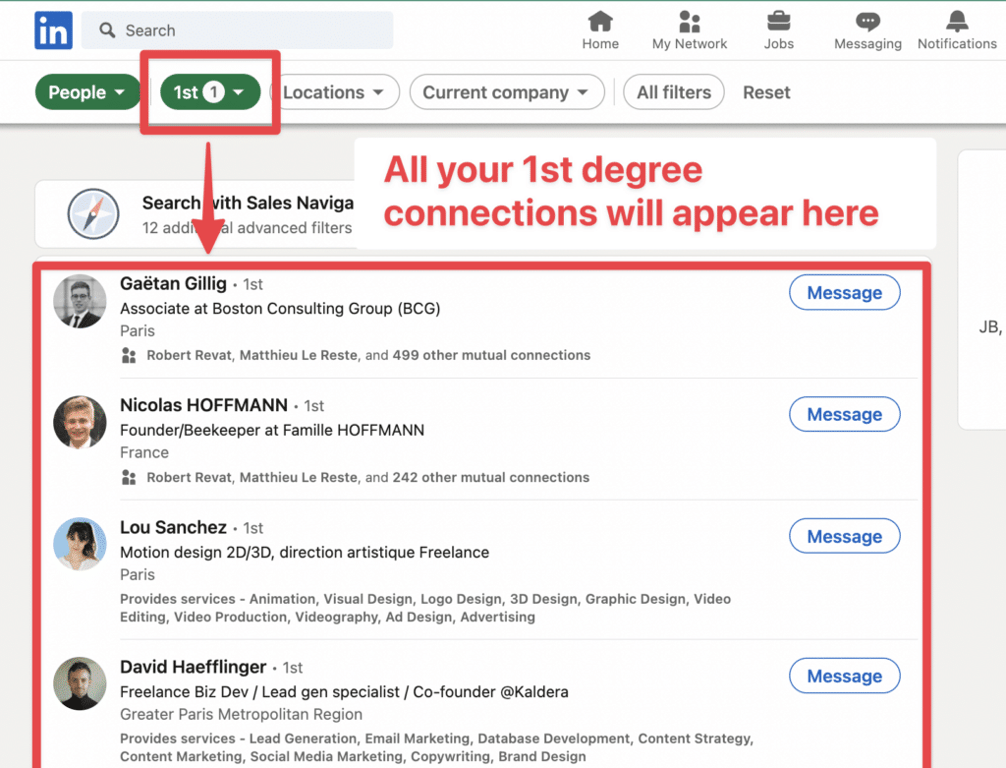 1st degree connection export linkedin
