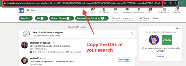 linkedin search url