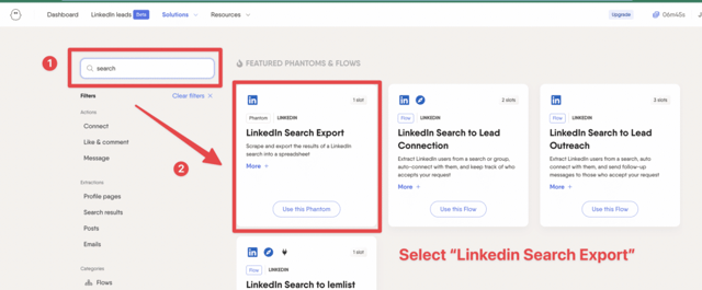 export linkedin connections through search