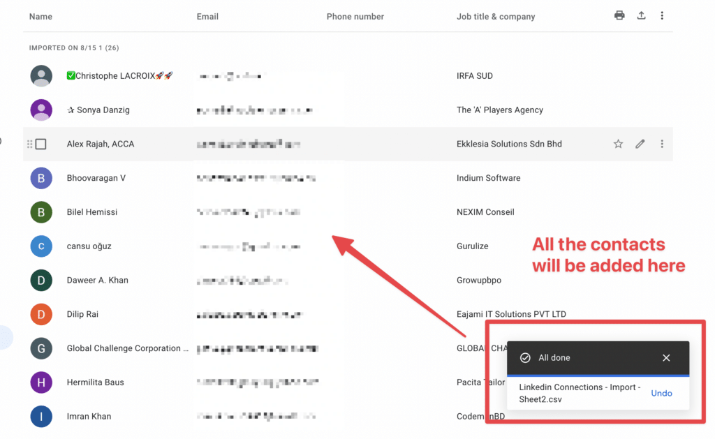 linkedin contact import to gmail