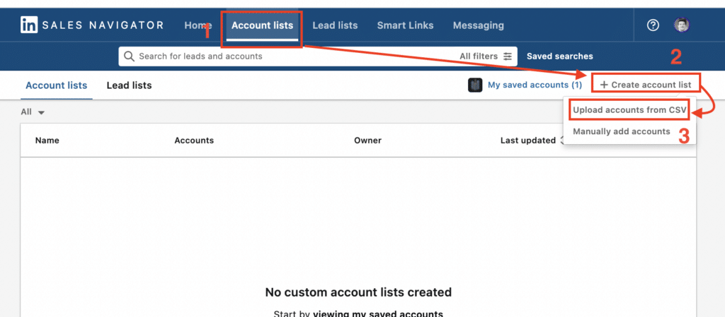 Kontoliste importieren sales navigator