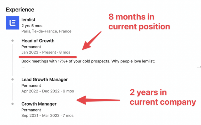 year in current position filter sales navigator