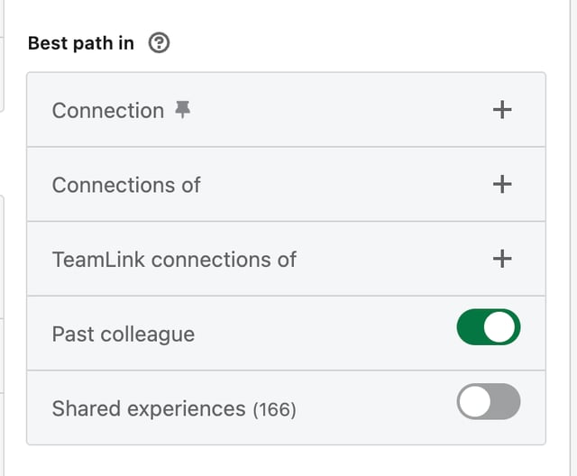 filtro de mejor camino de entrada en sales navigator