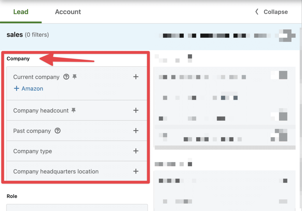 company filters on linkedin sales navigator lead search