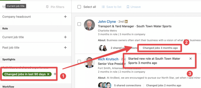 changed job search filter sales navigator