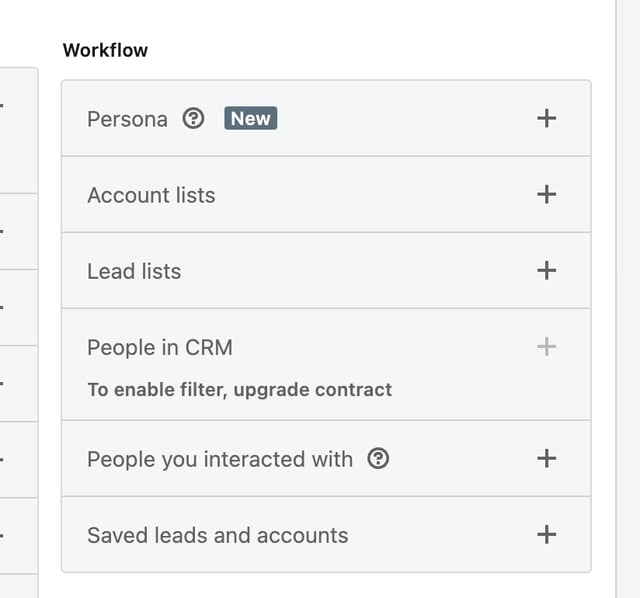 filtros de búsqueda de flujo de trabajo en linkedin sales navigator