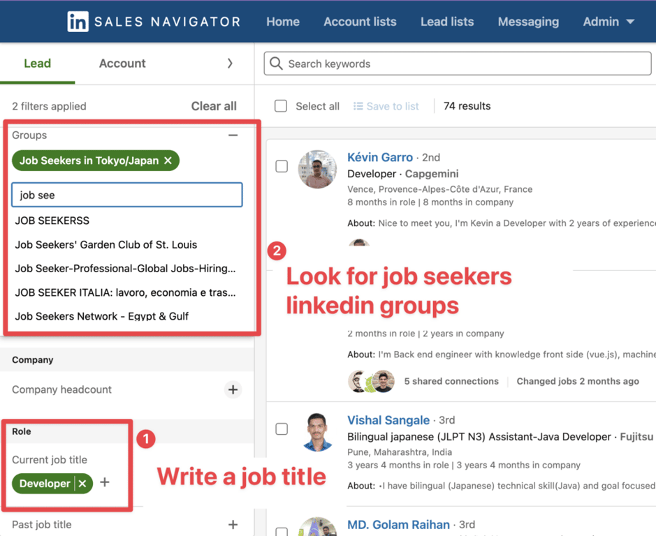 find job seekers groups linkedin