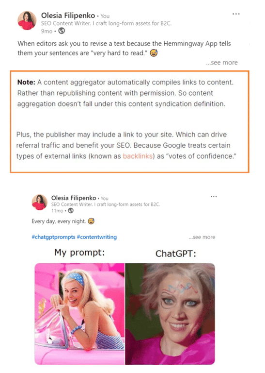 Using humor in post example