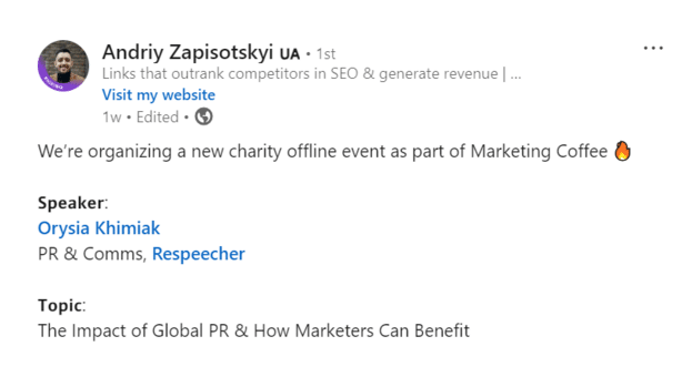 News and updates post example