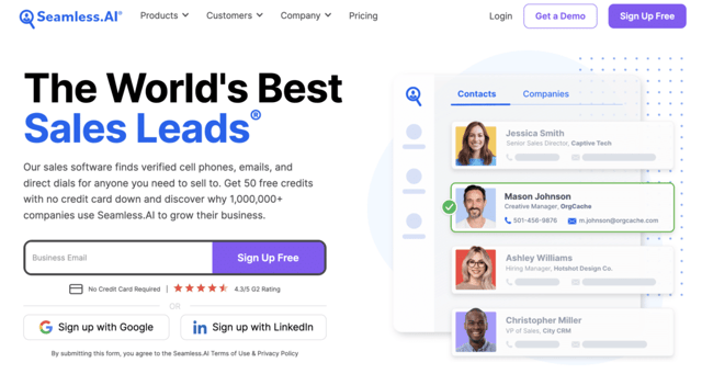 seamless.ai b2b free sales prospecting tool