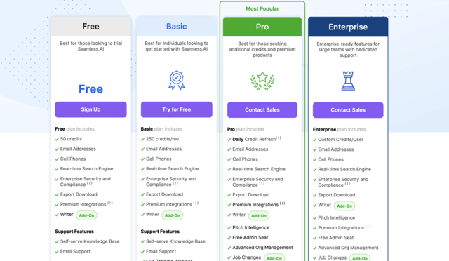 seamless ai pricing all plans