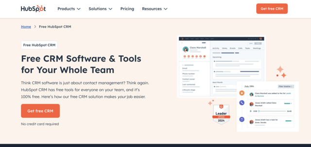 hubspot crm for free to manage sales and marketing