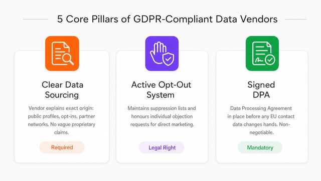 Four essential compliance requirements for B2B data vendors under GDPR regulations