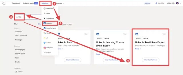 export likers from linkedin post