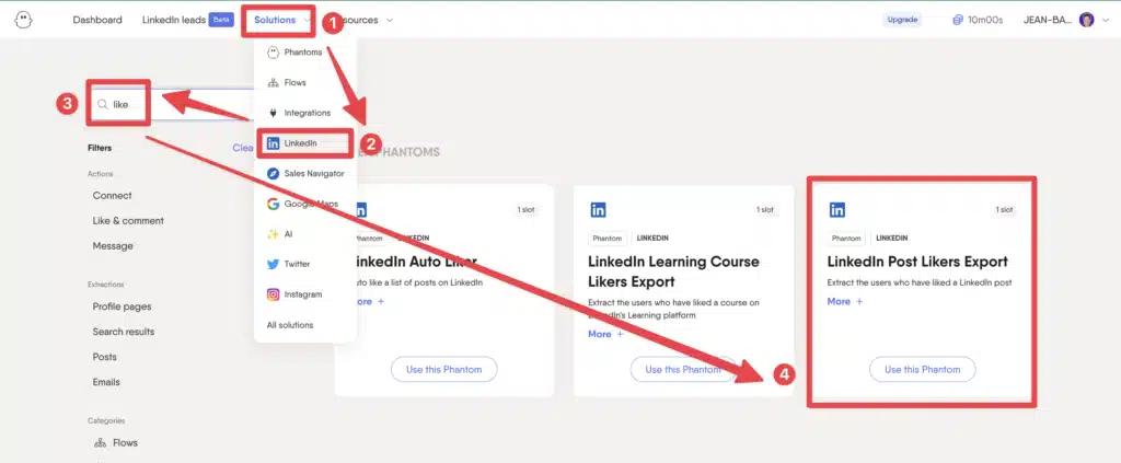 export likers from linkedin post