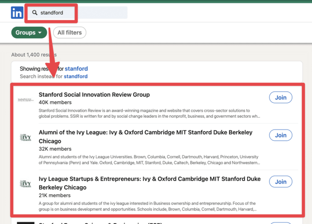 find alumni leads on linkedin