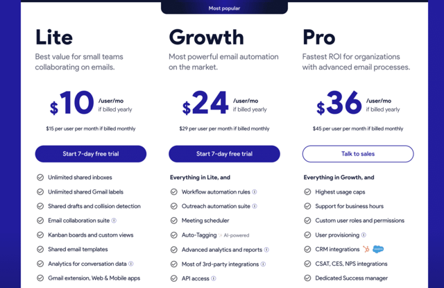 gmelius pricing plans