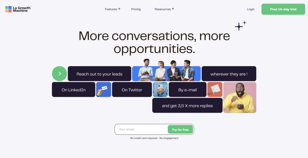 lagrowthmachine linkedin marketing tool