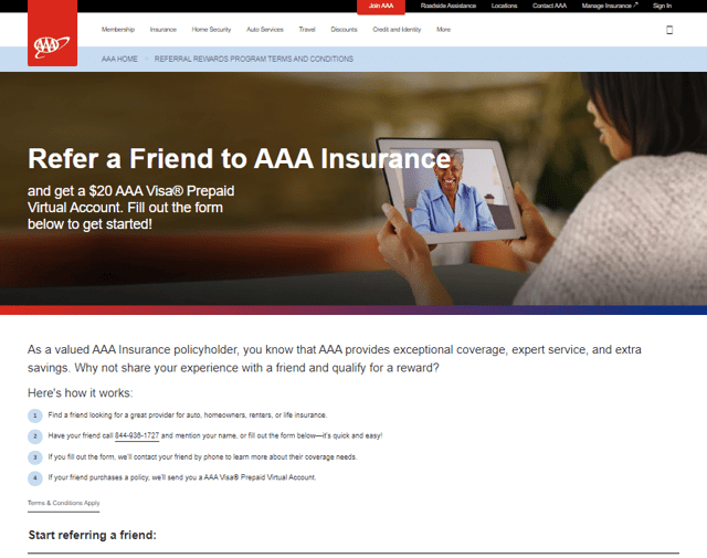 AAA Insurance Refer a friend example