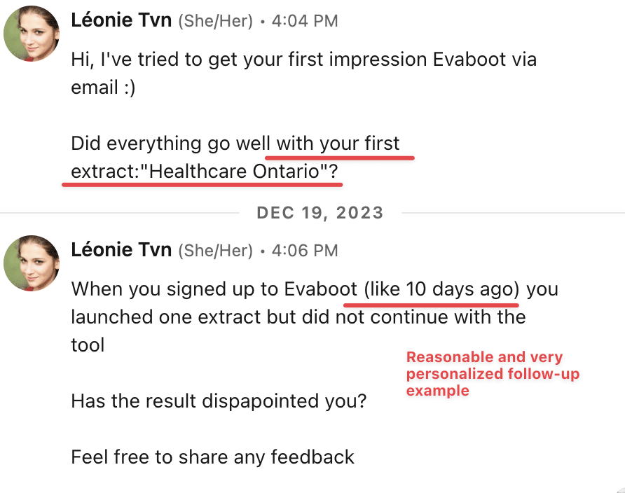 linkedin follow-up message example