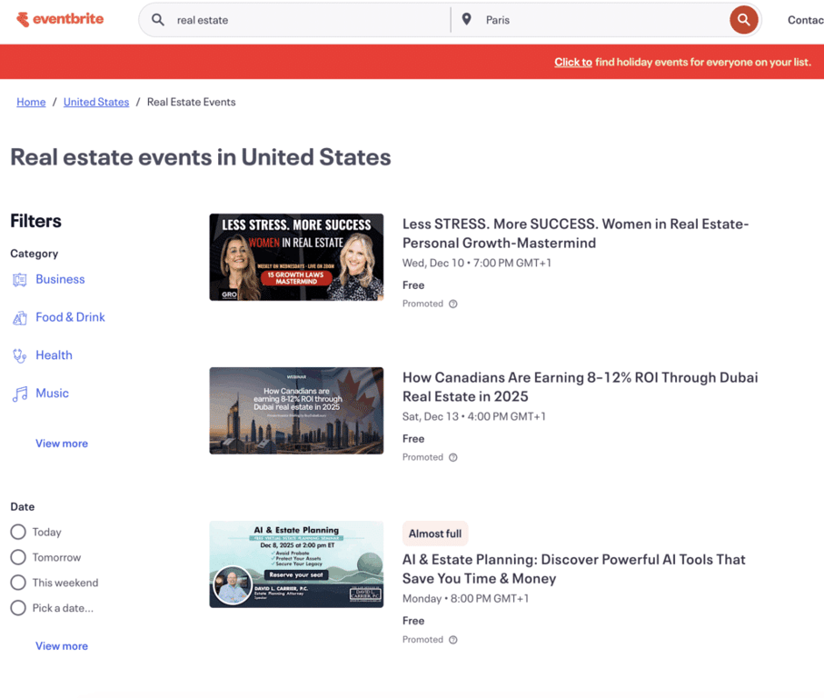 real estate event eventbrite