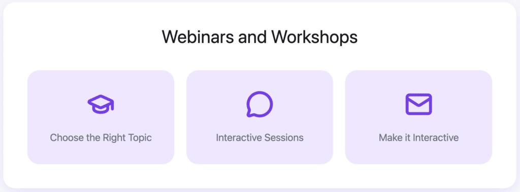 Webinars and Workshops lead for sales