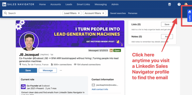find email linkedin sales navigator profile