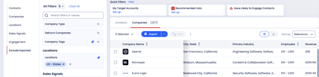 location filter zoominfo