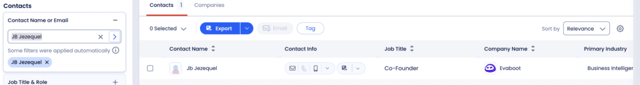 contact filter name surname zoominfo
