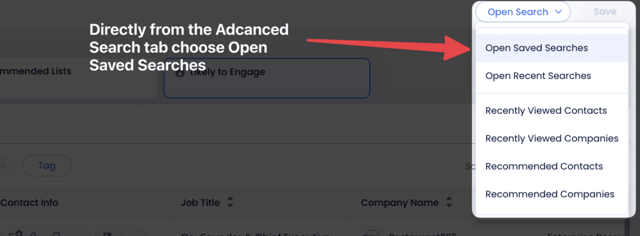 open saved searches zoominfo