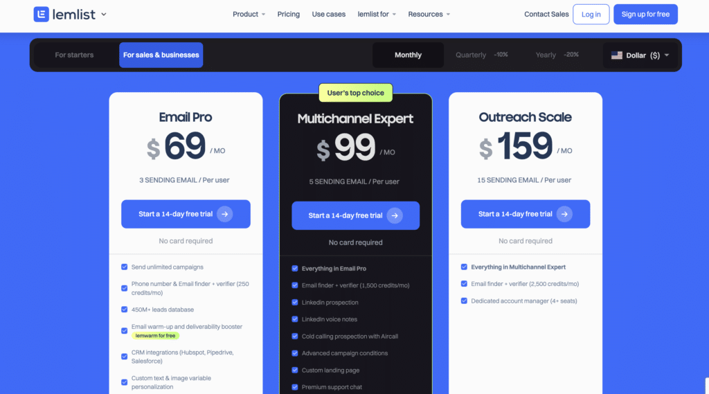 lemlist pricing 