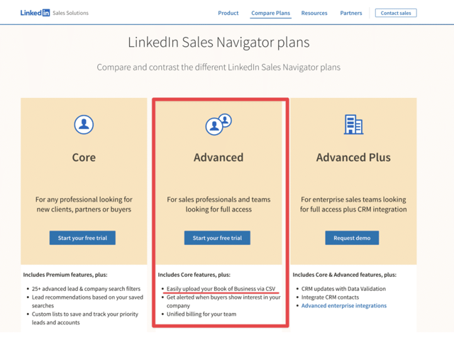 CSV-Dateien mit LinkedIn Sales Navigator Advanced hochladen