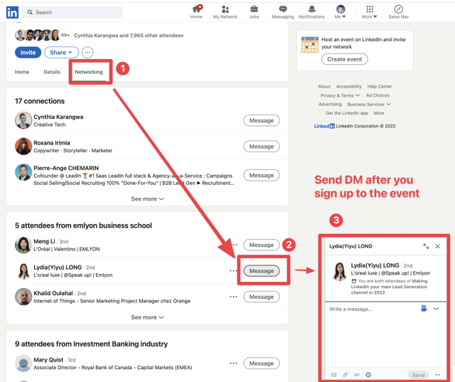 enviar inmails ilimitados a participantes de eventos linkedin