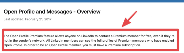 open profile documentação linkedin 