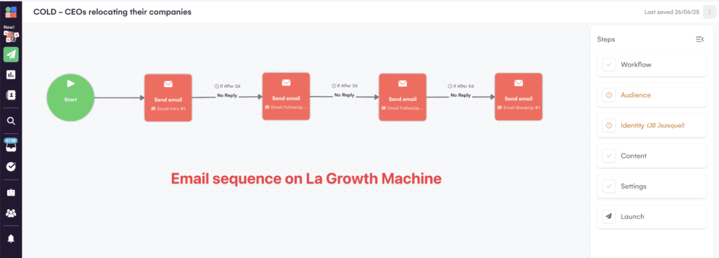 email sequence la growth machine