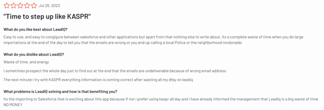 Leadiq review by a client
