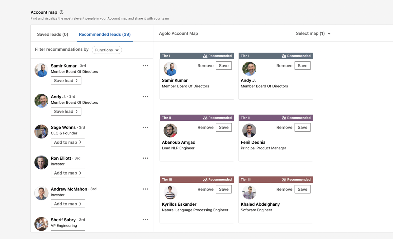 linkedin account map