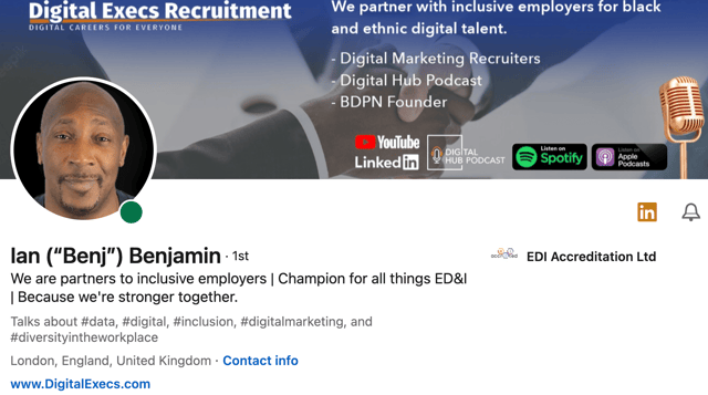 LinkedIn headline example with positive social activism