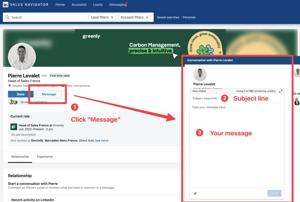 send inmail linkedin sales navigator