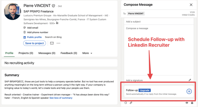 linkedin recruiter follow up