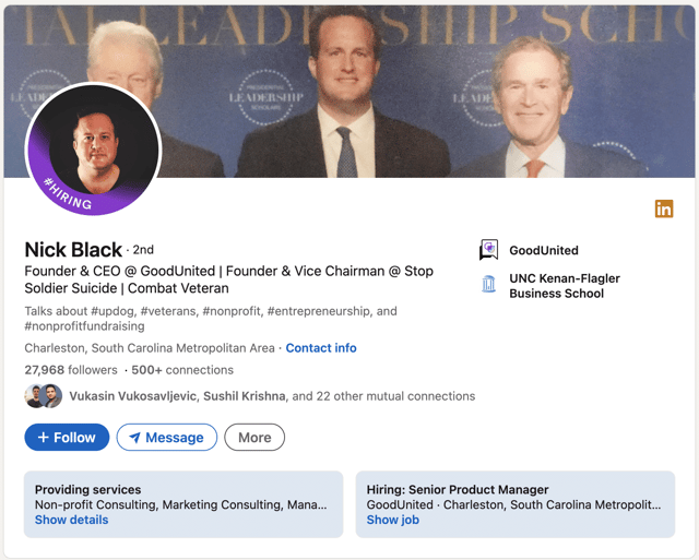Nick Black's LinkedIn profile