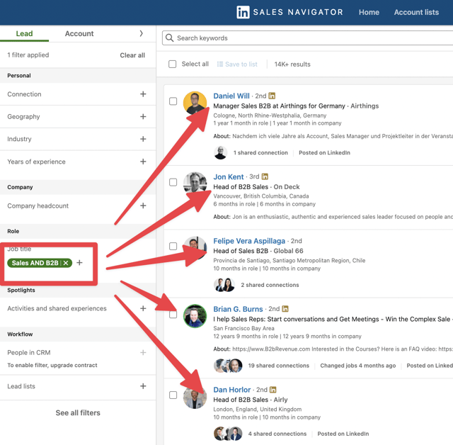 y operador booleano linkedin sales navigator