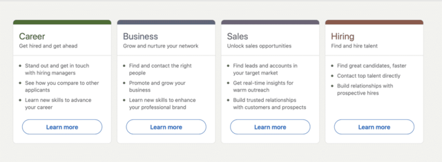 what are linkedin premium plans