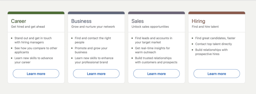 what are linkedin premium plans