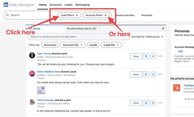 click on Lead Search or Account Search