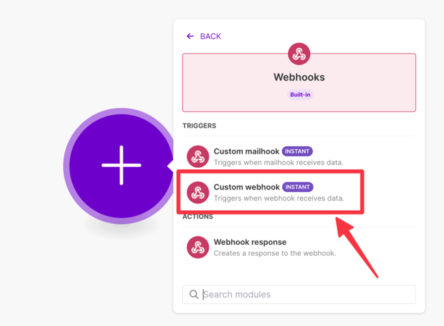 make custom webhook