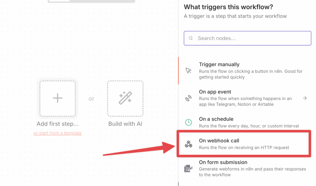 webhook call n8n