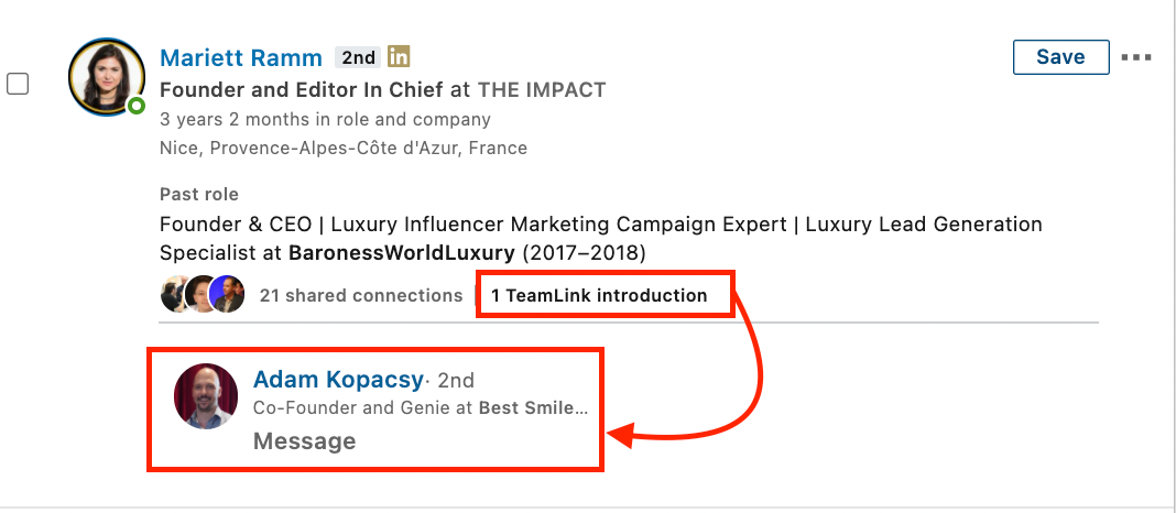 teamlink feature sales navigator team